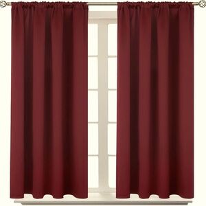NWT BGment BurgundyBlackout CurtainsRodPocketThermal Insulated 42 x 54”-2 Panels